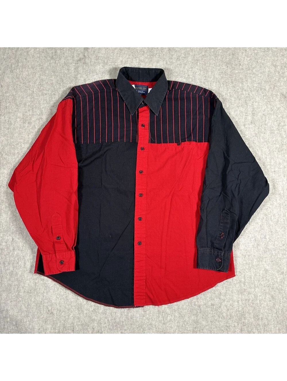 VINTAGE Panhandle Slim Shirt Mens XL? Red Black Western Southwestern (Holes)